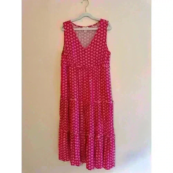 J. Crew 100% Viscose Pink Floral V-Neck Midi Dress Size 4 - Picture 2 of 7